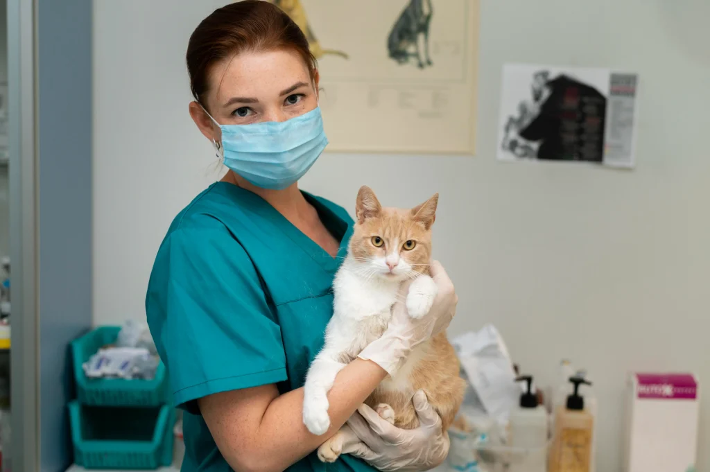 veterinary with cat